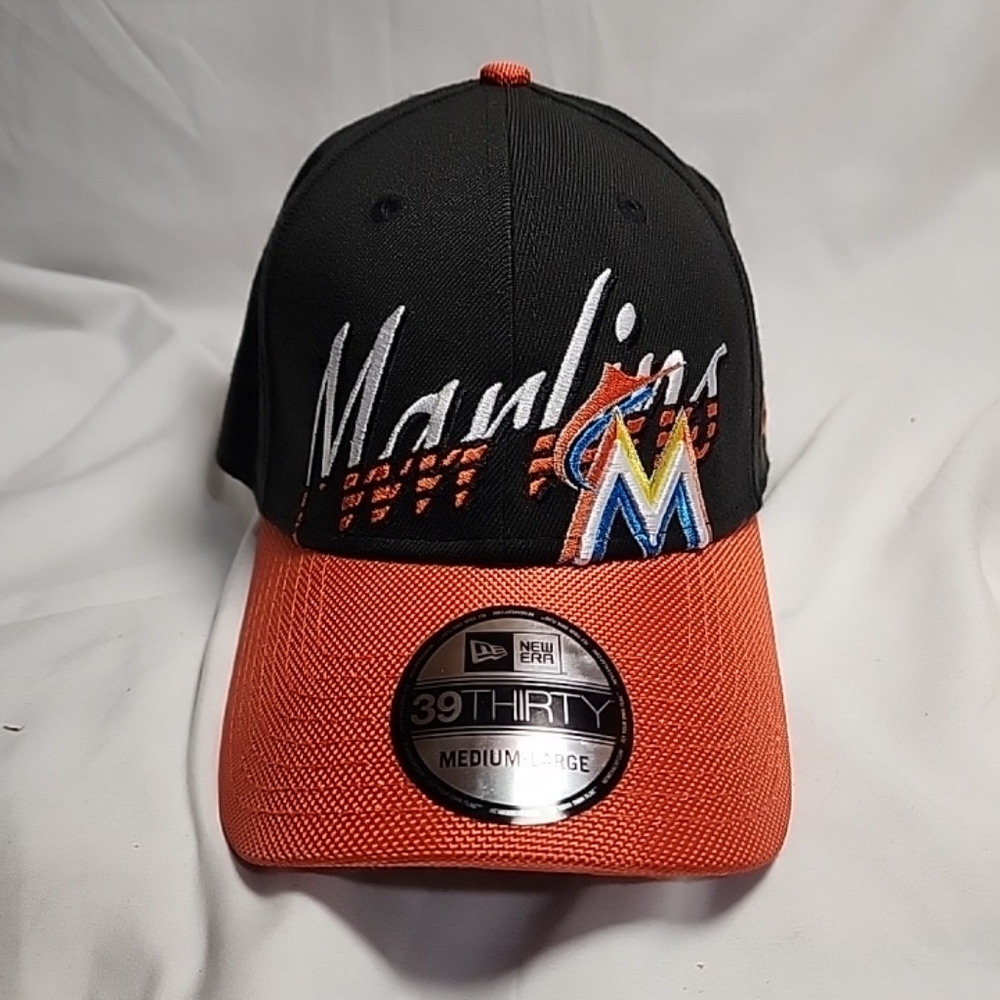 New Era 39Thirty Black and Orange Miami Marlins Cap NWT